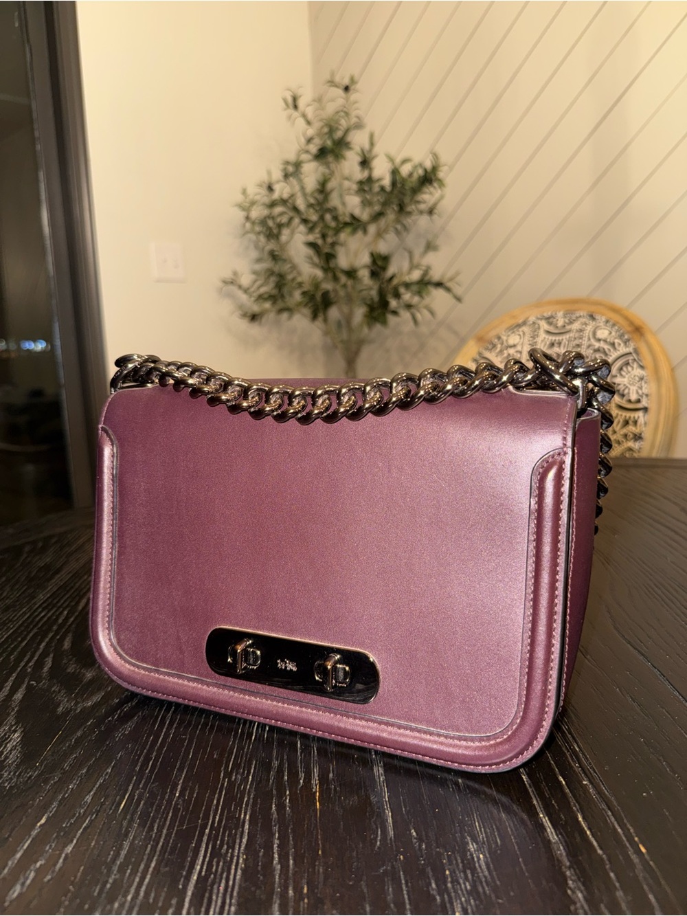 Elegant Purple Chain-Shoulder Women's Bag